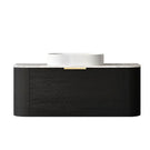 Otti Bondi 1200mm Wall Hung Curve Vanity Black Oak with Natural Carrara Marble Stone Top