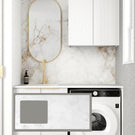 Otti Bondi 1305mm Fluted Laundry Set A - White with Cloudy Carrara Stone Top LA-1305A-BOW-CA - The Blue Space