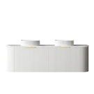 Otti Bondi 1500mm Fluted Wall Hung Curve Vanity Satin White with Natural Carrara Marble Stone Top