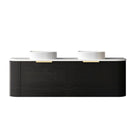  Otti Bondi 1500mm Wall Hung Curve Vanity Black Oak with Pure White Stone Top