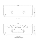 Technical Drawing Stone Top Otti Bondi 1500mm Wall Hung Curve Vanity Natural Oak - The Blue Space 