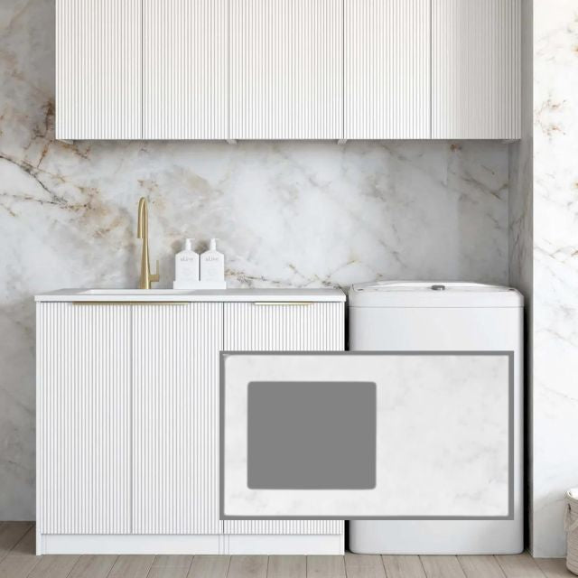 Buy Otti Bondi 1715mm Fluted Laundry Set B - White Include Cloudy Carrara Stone Top - LA-1715B-BOW-CA - The Blue Space