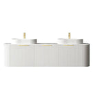 Otti Bondi 1800mm Fluted Wall Hung Curve Vanity Satin White with Natural Carrara Marble Stone Top