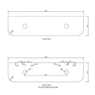 Technical Drawing Stone Top Otti Bondi 1800mm Wall Hung Curve Vanity Natural Oak - The Blue Space 