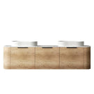 Otti Bondi 1800mm Wall Hung Curve Vanity Natural Oak with Natural Carrara Marble Stone Top