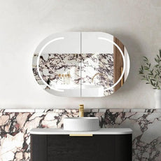 Otti Bondi 900 Bathroom LED Mirror & Shaving Cabinet Black Oak BOSV9060B - The Blue Space