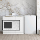 Otti Bondi White 1060mm Fluted Laundry Cabinet Set With Natural Carrara Marble Stone Top LA-1060-BOW-NCA - The Blue Space