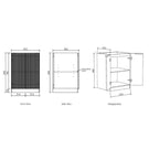 Technical Drawing Freestanding Cabinet for Otti Bondi White 650mm Fluted Mini Laundry Cabinet Set - The Blue Space