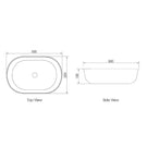 Technical Drawing Otti Bronte Oval 500 x 350 Above Counter Basin - Gloss White OT5036 - The Blue Space