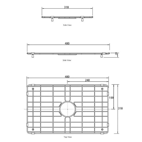 Technical Drawing - Otti Stainless Steel Protective Grid for MC-60455