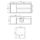 Technical Drawing Otti Byron 1200mm Wall Hung Vanity with Stone Top for Single Centre Bowl Above Counter Basin - The Blue Space