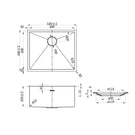 Technical Drawing Laundry Sink for Cloudy Carrara Stone Top for Otti Byron 1305mm Laundry Set B - Natural Oak - The Blue Space