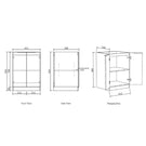 Technical Drawing Floor Standing Cabinet for Otti Byron 1305mm Laundry Set C - Black Oak - The Blue Space