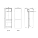 Technical Drawing Tall Washing Machine Cabinet for Otti Byron 1305mm Laundry Set C - Natural Oak - The Blue Space