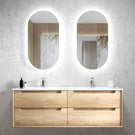 Otti Byron 1500mm Double Bowl Wall Hung Vanity With Slimline Top - Natural Oak - BY1500NCT - The Blue Space