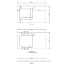 Technical Drawing Benchtop for Otti Byron 1715mm Laundry Set A - Black Oak - The Blue Space