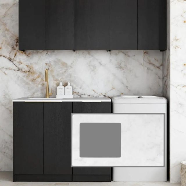 Buy Otti Byron 1715mm Laundry Set B - Black Oak With Cloudy Carrara Stone Top - LA-1715B-BYB-CA - The Blue Space