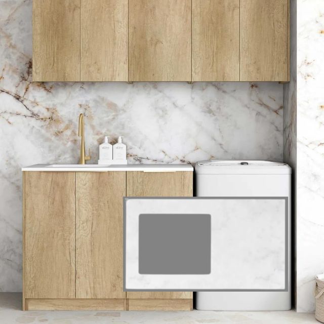 Buy Otti Byron 1715mm Laundry Set B - Natural Oak Include Cloudy Carrara Stone Top - LA-1715B-BYN-CA - The Blue Space