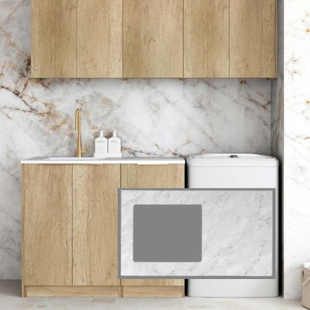 Buy Otti Byron 1715mm Laundry Set B - Natural Oak Include Natural Carrara Marble Stone Top - LA-1715B-BYN-NCA - The Blue Space