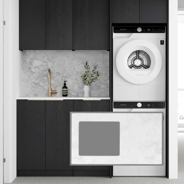 Buy Otti Byron 1715mm Laundry Set C - Black Oak Include Cloudy Carrara Stone Top - LA-1715C-BYB-CA - The Blue Space