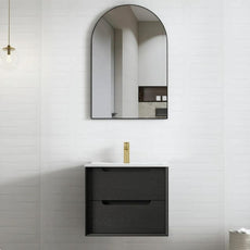 Otti Byron 600mm Wall Hung Vanity With Slimline Top - Black Oak - BY600BCT - The Blue Space