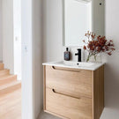 Otti Byron 600mm Wall Hung Vanity With Slimline Top - Natural Oak - BY600NCT - The Blue Space