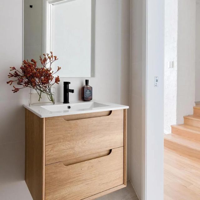 Otti Byron 750mm Wall Hung Vanity With Slimline Top - Natural Oak - BY750NCT - The Blue Space