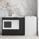 Otti Byron Black Oak 1060mm Laundry Cabinet Set With Natural Carrara Marble Benchtop LA-1060-BYB-NCA - The Blue Space