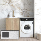 Otti Byron Natural Oak With 1300mm Laundry Cabinet Set with Natural Carrara Marble White Stone Top