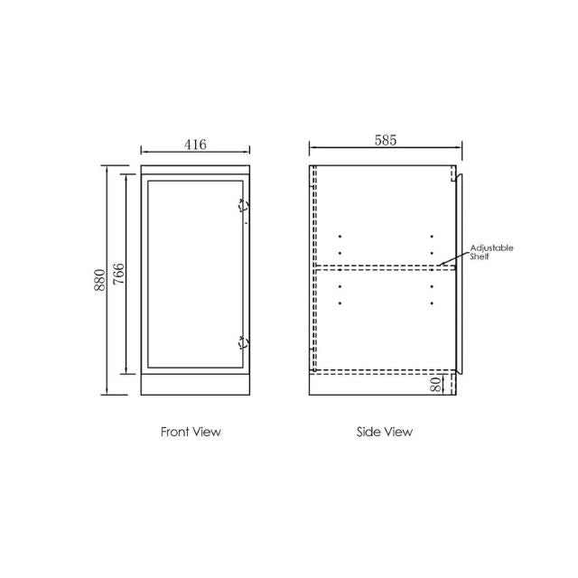 Technical Drawing 415mm Floor Standing Cabinet - Otti Hampshire 1715mm Laundry Set A - Black - The Blue Space