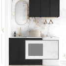 Otti Hampshire 1715mm Laundry Set A - Black Include Cloudy Carrara Stone Top - LA-1715A-BOHB-CA - The Blue Space