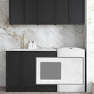 Otti Hampshire 1715mm Laundry Set B - Black Include Cloudy Carrara Stone Top - LA-1715B-BOHB-CA - The Blue Space