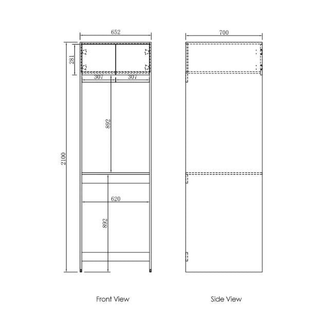 Technical Drawing Washing Machine Cabinet for Otti Hampshire 1715mm Laundry Set C - White - The Blue Space