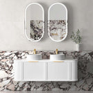Otti Hampshire 1800mm Curve Wall Hung Vanity Matte White With Pure White Stone Top BOH1800WST-PW - The Blue Space