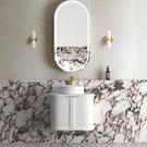 Otti Hampshire 600mm Curve Wall Hung Vanity Matte White With Pure White Stone Top BOH600WST-PW - The Blue Space