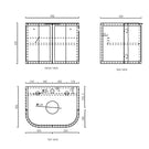 Technical Drawing Otti Hampshire 600mm Curve Wall Hung Vanity Matte White With Stone Top - The Blue Space