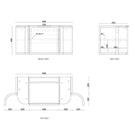 Technical Drawing Otti Hampshire 900mm Curve Wall Hung Vanity Matte White With Stone Top - The Blue Space