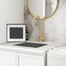 Otti Hampshire White 650mm Mini Laundry Cabinet Set With Natural Carrara Marble Stone Top LA-650A-BOHW-NCA - The Blue Space