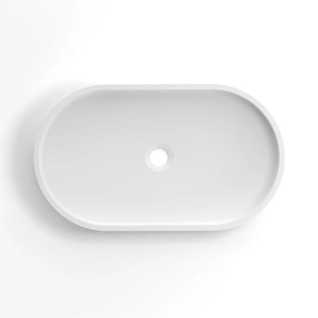 Top View Otti Hudson 600mm Fluted Oval Above Counter Basin - White OT6035CONW - The Blue Space