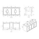 Technical Drawing Cabinet 1200mm - Otti Laguna Wall Hung Vanity Natural Carrara Marble Top with Undermount Basin - The Blue Space