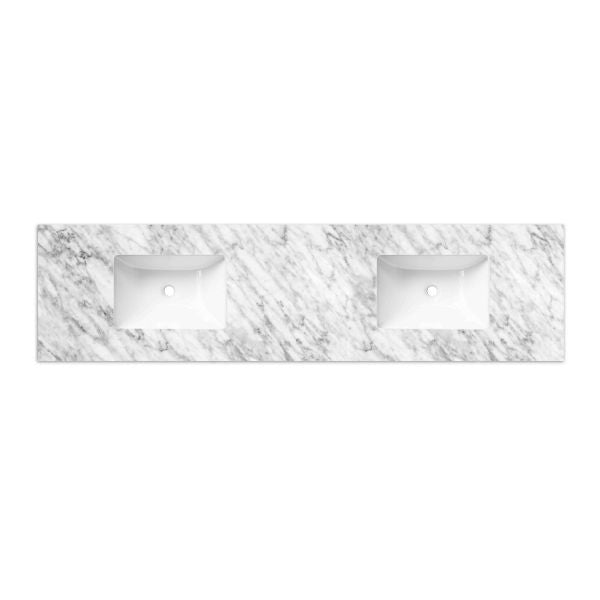 Otti Laguna 1800mm Double Bowl Wall Hung Vanity Natural American Oak - Natural Carrara Marble Top with Undermount Basin