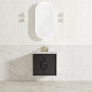 Otti Laguna 600mm Single Bowl Wall Hung Vanity Black American Oak - Natural Carrara Marble Top with Undermount Basin