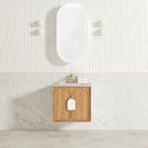Otti Laguna 600mm Single Bowl Wall Hung Vanity Natural American Oak - Natural Carrara Marble Top with Undermount Basin