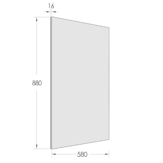 Technical Drawing End Panel for Otti Marlo 1305mm Fluted Laundry Set B - Black - The Blue Space