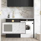 Otti Marlo 1305mm Fluted Laundry Set B - Black Include Natural Carrara Marble Stone Top - LA-1305B-MA-NCA - The Blue Space