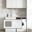 Otti Noosa 1305mm Laundry Set B - White Include Cloudy Carrara Benchtop - LA-1305B-NSW-CA - The Blue Space