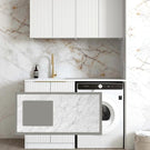 Otti Noosa 1305mm Laundry Set B - White Include Natural Carrara Marble Benchtop - LA-1305B-NSW-NCA - The Blue Space