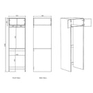 Technical Drawing Tall Washing Machine Cabinet for Otti Noosa 1305mm Laundry Set C - White - The Blue Space