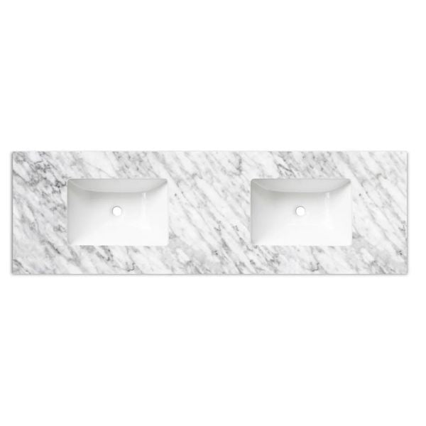 Otti Noosa Wave Board Wall Hung Vanity Natural Carrara Marble Top with Undermount Basin