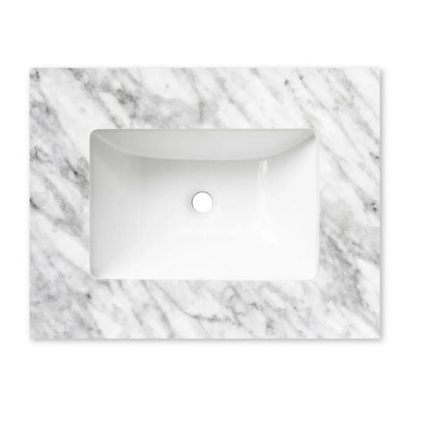 Otti Noosa Wave Board Wall Hung Vanity Natural Carrara Marble Top with Undermount Basin